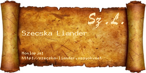 Szecska Liander névjegykártya